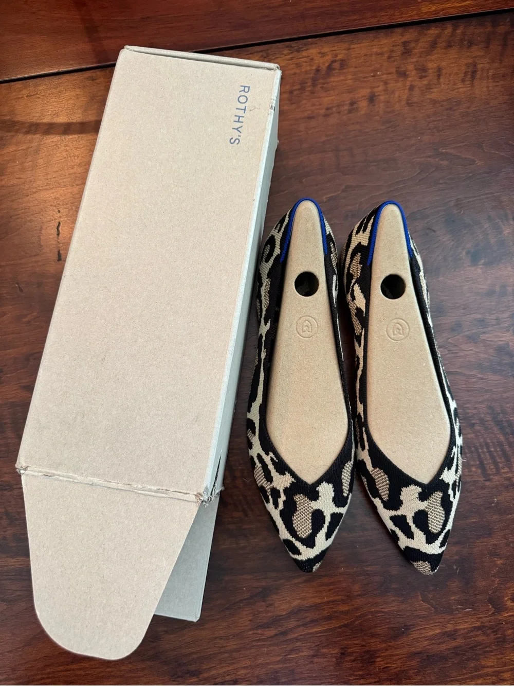 Rothy’s Pointed Leopard Print Knit Flats